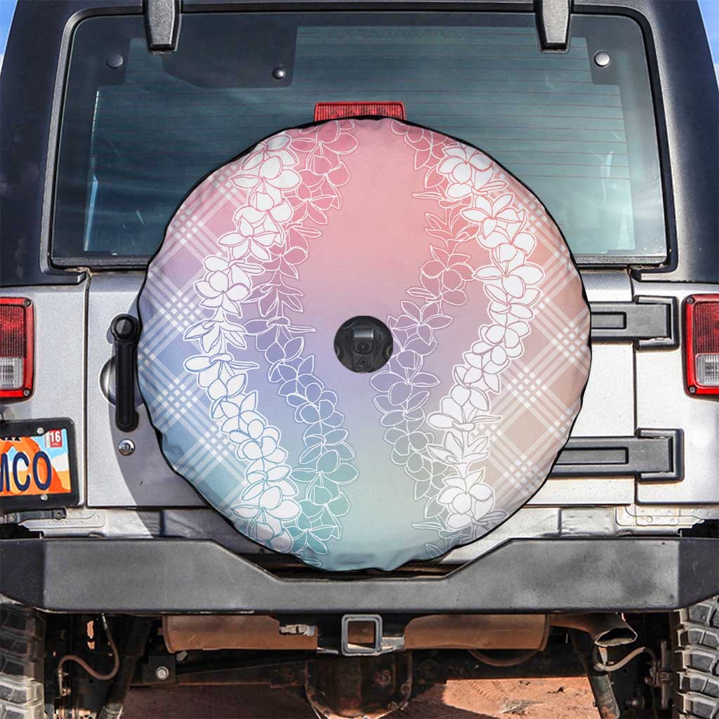 Hawaii Aloha Plumeria Lei Pastel Candy Palaka Spare Tire Cover - Polynesian Pride