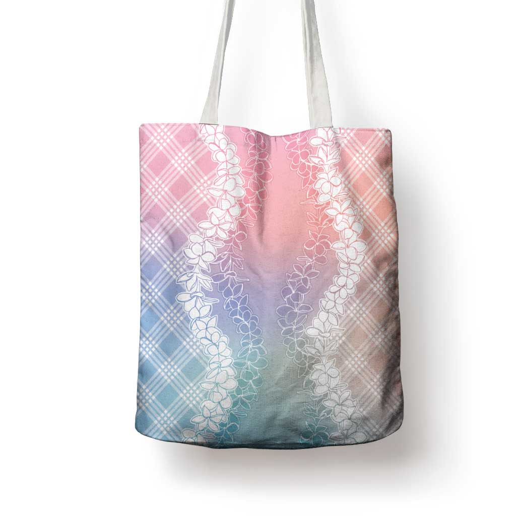 Hawaii Aloha Plumeria Lei Pastel Candy Palaka Tote Bag - Polynesian Pride