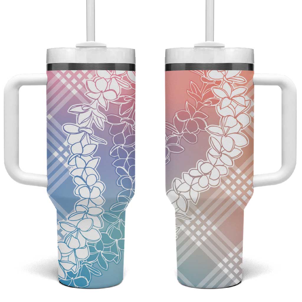 Hawaii Aloha Plumeria Lei Pastel Candy Palaka Tumbler With Handle - Polynesian Pride