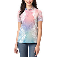 Hawaii Aloha Plumeria Lei Pastel Candy Palaka Women Polo Shirt - Polynesian Pride