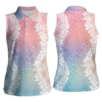 Hawaii Aloha Plumeria Lei Pastel Candy Palaka Women Sleeveless Polo Shirt - Polynesian Pride
