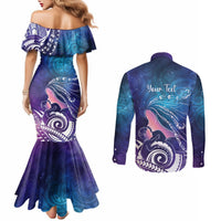 New Zealand Mother's Day Couples Matching Mermaid Dress and Long Sleeve Button Shirt Maori Hari Ra Mama