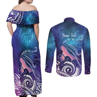 New Zealand Mother's Day Couples Matching Off Shoulder Maxi Dress and Long Sleeve Button Shirt Maori Hari Ra Mama LT7 - Polynesian Pride
