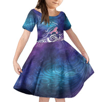 New Zealand Mother's Day Family Matching Puletasi and Hawaiian Shirt Maori Hari Ra Mama LT7 Daughter's Dress Galaxy - Polynesian Pride