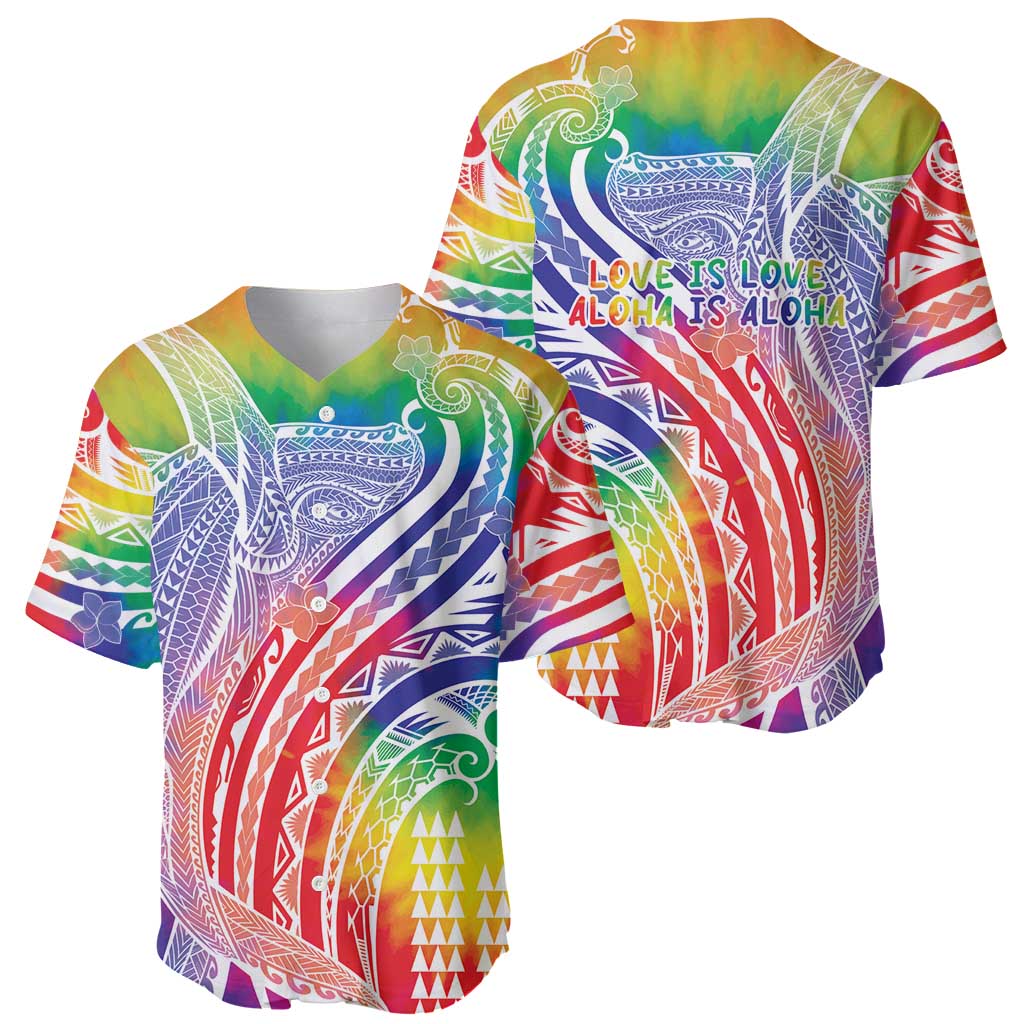 Aloha Pride Rainbow Tie Dye Baseball Jersey Humpback Whale - Love is Love LT7 - Polynesian Pride