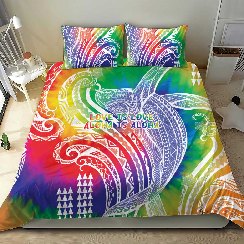 Aloha Pride Rainbow Tie Dye Bedding Set Humpback Whale - Love is Love