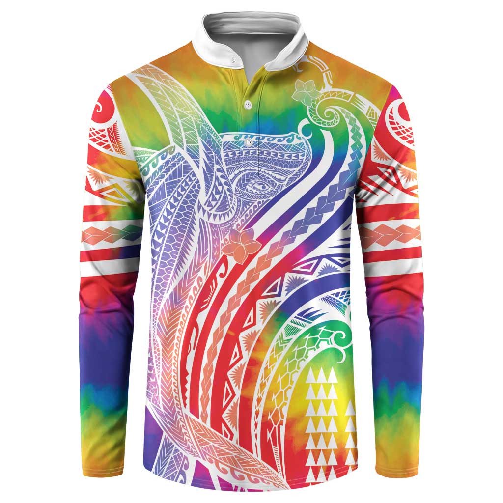 Aloha Pride Rainbow Tie Dye Button Sweatshirt Humpback Whale - Love is Love
