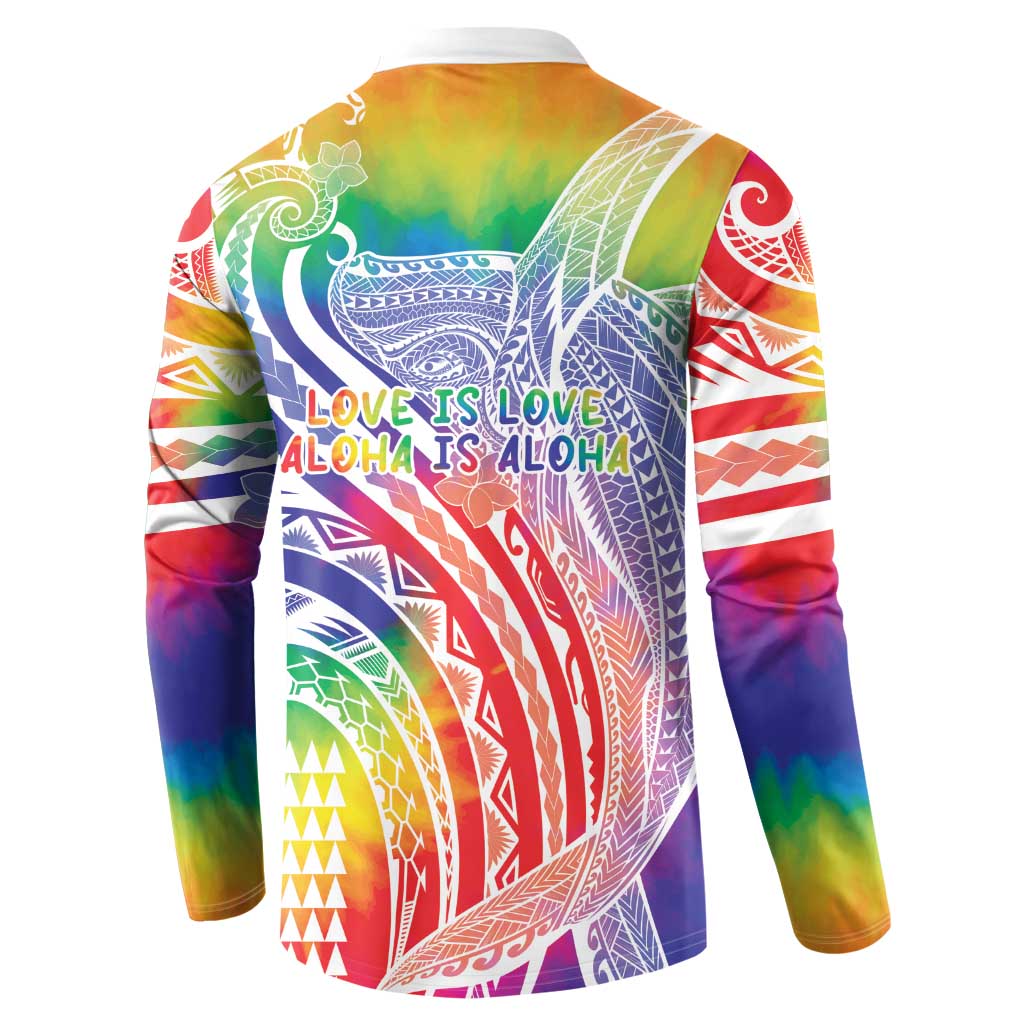 Aloha Pride Rainbow Tie Dye Button Sweatshirt Humpback Whale - Love is Love
