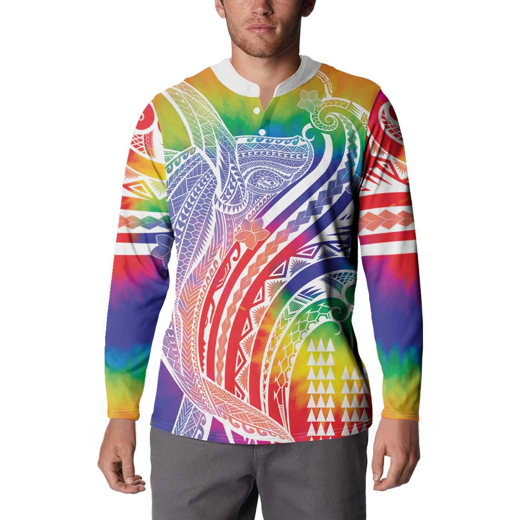 Aloha Pride Rainbow Tie Dye Button Sweatshirt Humpback Whale - Love is Love