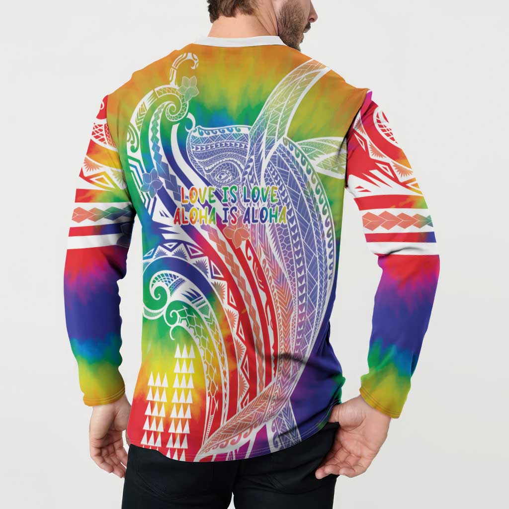 Aloha Pride Rainbow Tie Dye Button Sweatshirt Humpback Whale - Love is Love