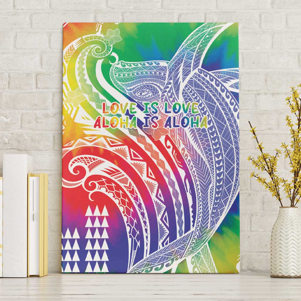 Aloha Pride Rainbow Tie Dye Canvas Wall Art Humpback Whale - Love is Love