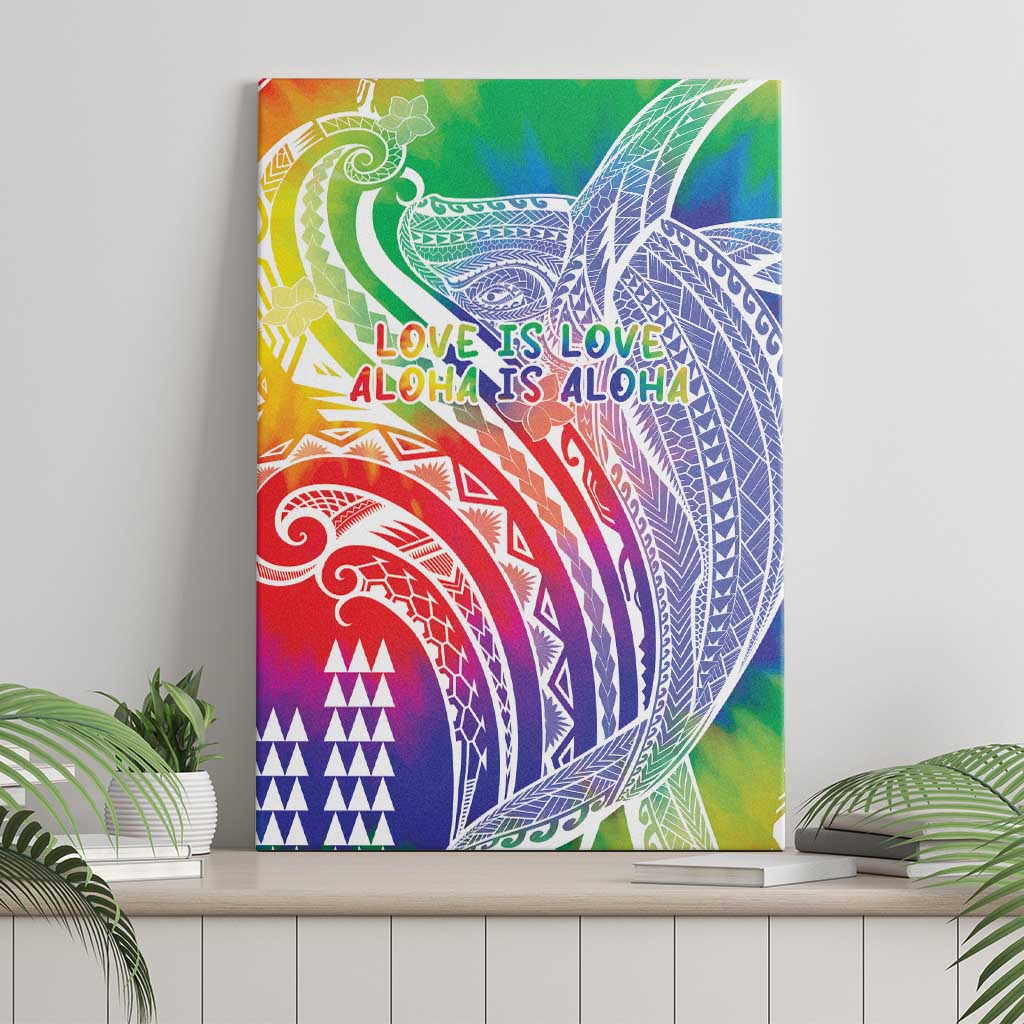 Aloha Pride Rainbow Tie Dye Canvas Wall Art Humpback Whale - Love is Love