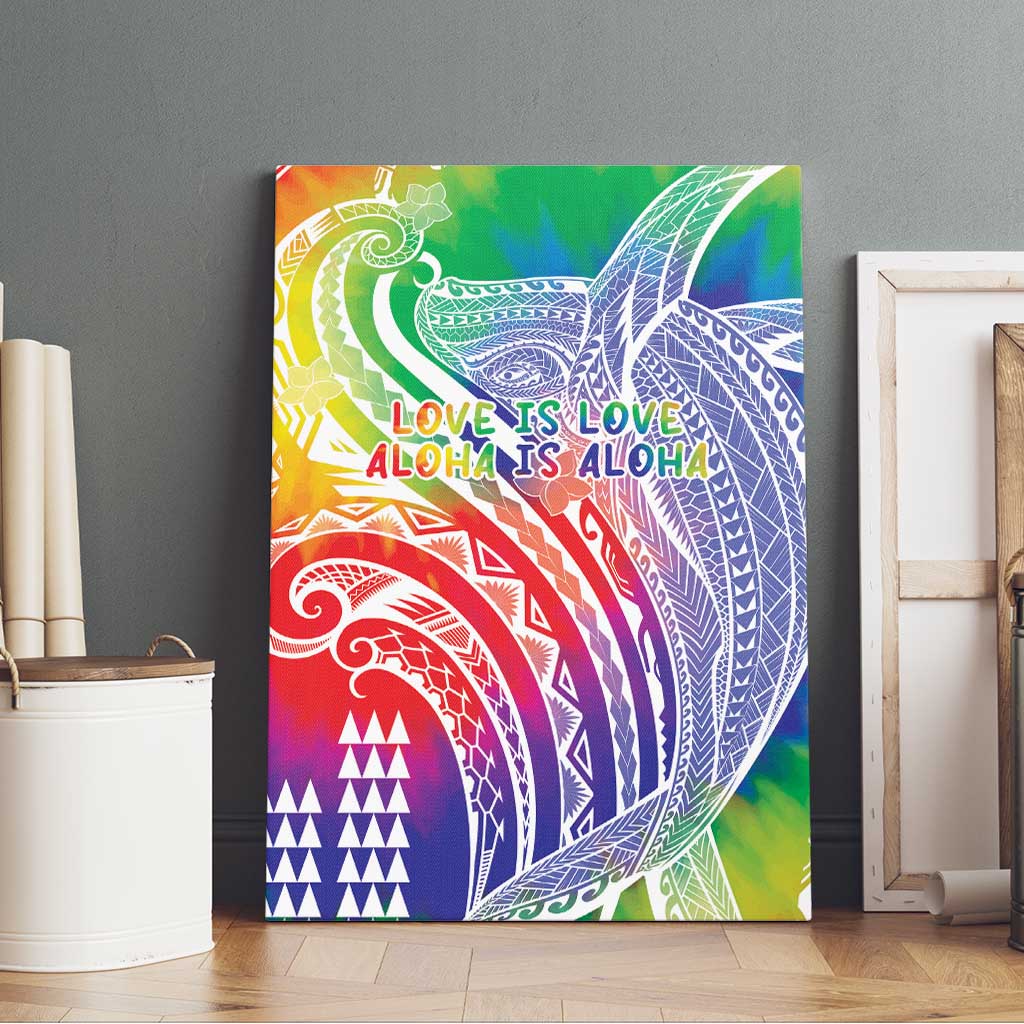 Aloha Pride Rainbow Tie Dye Canvas Wall Art Humpback Whale - Love is Love