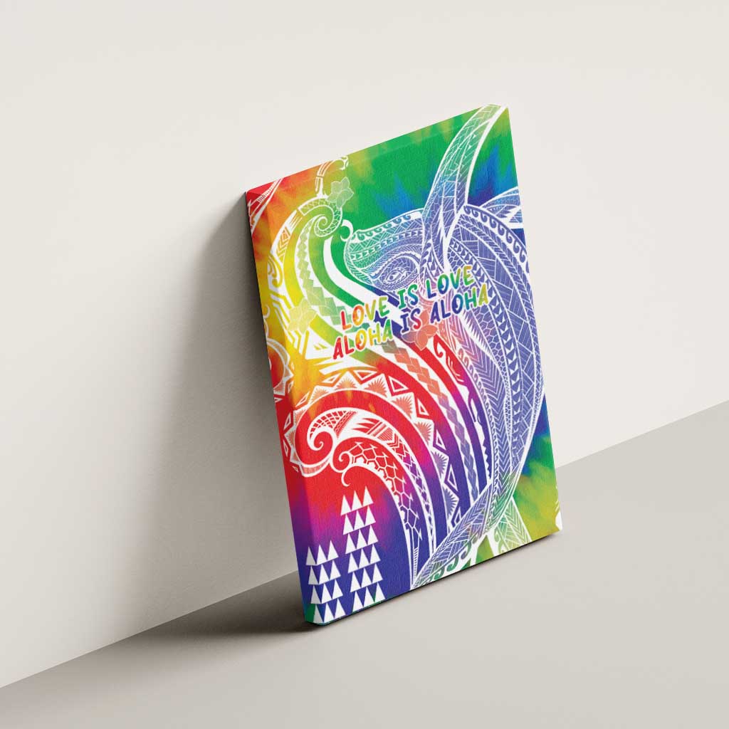 Aloha Pride Rainbow Tie Dye Canvas Wall Art Humpback Whale - Love is Love