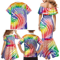 Aloha Pride Rainbow Tie Dye Family Matching Mermaid Dress and Hawaiian Shirt Humpback Whale - Love is Love
