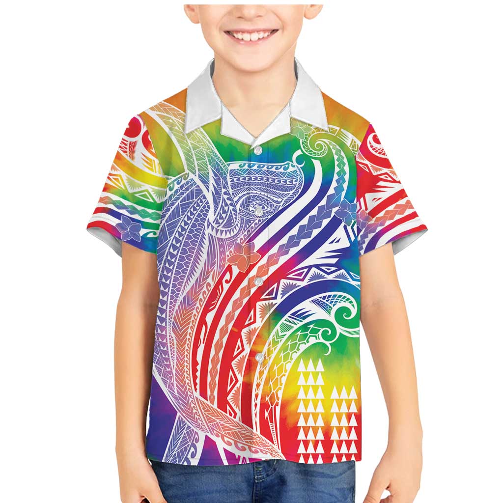 Aloha Pride Rainbow Tie Dye Family Matching Mermaid Dress and Hawaiian Shirt Humpback Whale - Love is Love