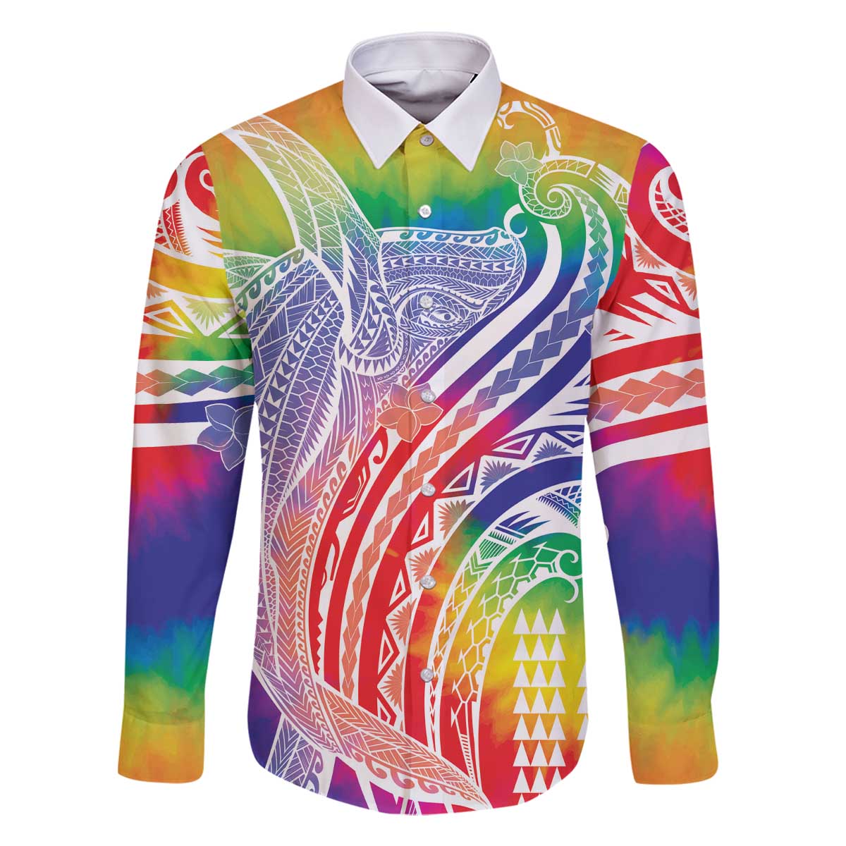 Aloha Pride Rainbow Tie Dye Family Matching Off The Shoulder Long Sleeve Dress and Hawaiian Shirt Humpback Whale - Love is Love