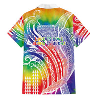 Aloha Pride Rainbow Tie Dye Family Matching Off Shoulder Short Dress and Hawaiian Shirt Humpback Whale - Love is Love