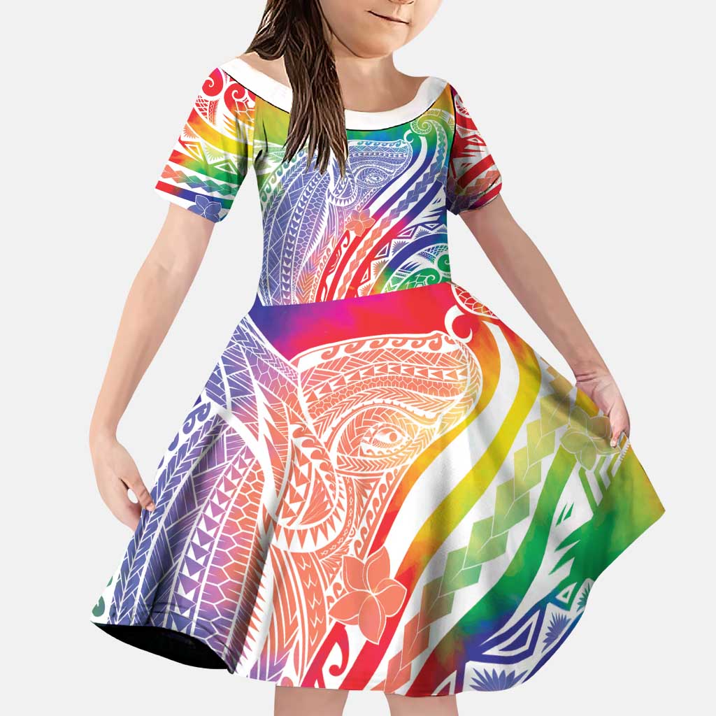 Aloha Pride Rainbow Tie Dye Family Matching Puletasi and Hawaiian Shirt Humpback Whale - Love is Love