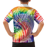 Aloha Pride Rainbow Tie Dye Family Matching Short Sleeve Bodycon Dress and Hawaiian Shirt Humpback Whale - Love is Love