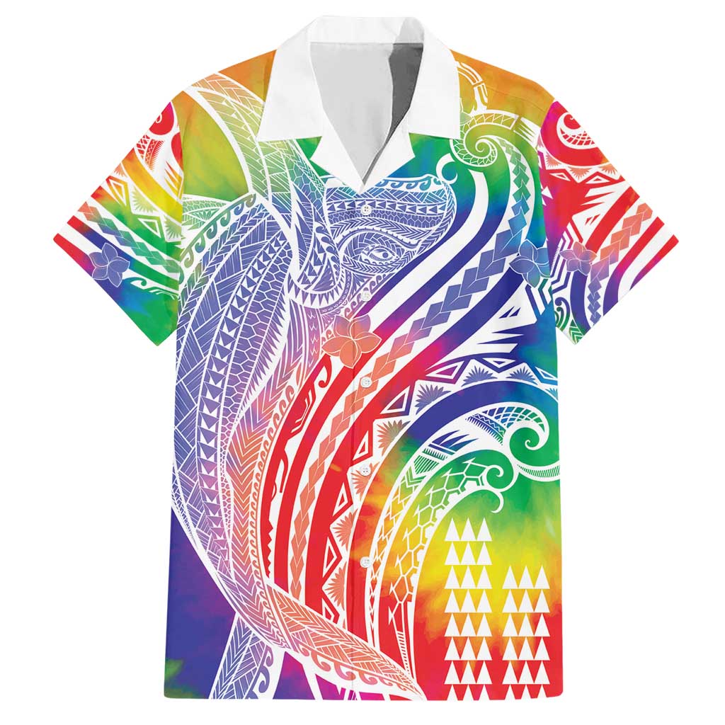 Aloha Pride Rainbow Tie Dye Family Matching Short Sleeve Bodycon Dress and Hawaiian Shirt Humpback Whale - Love is Love