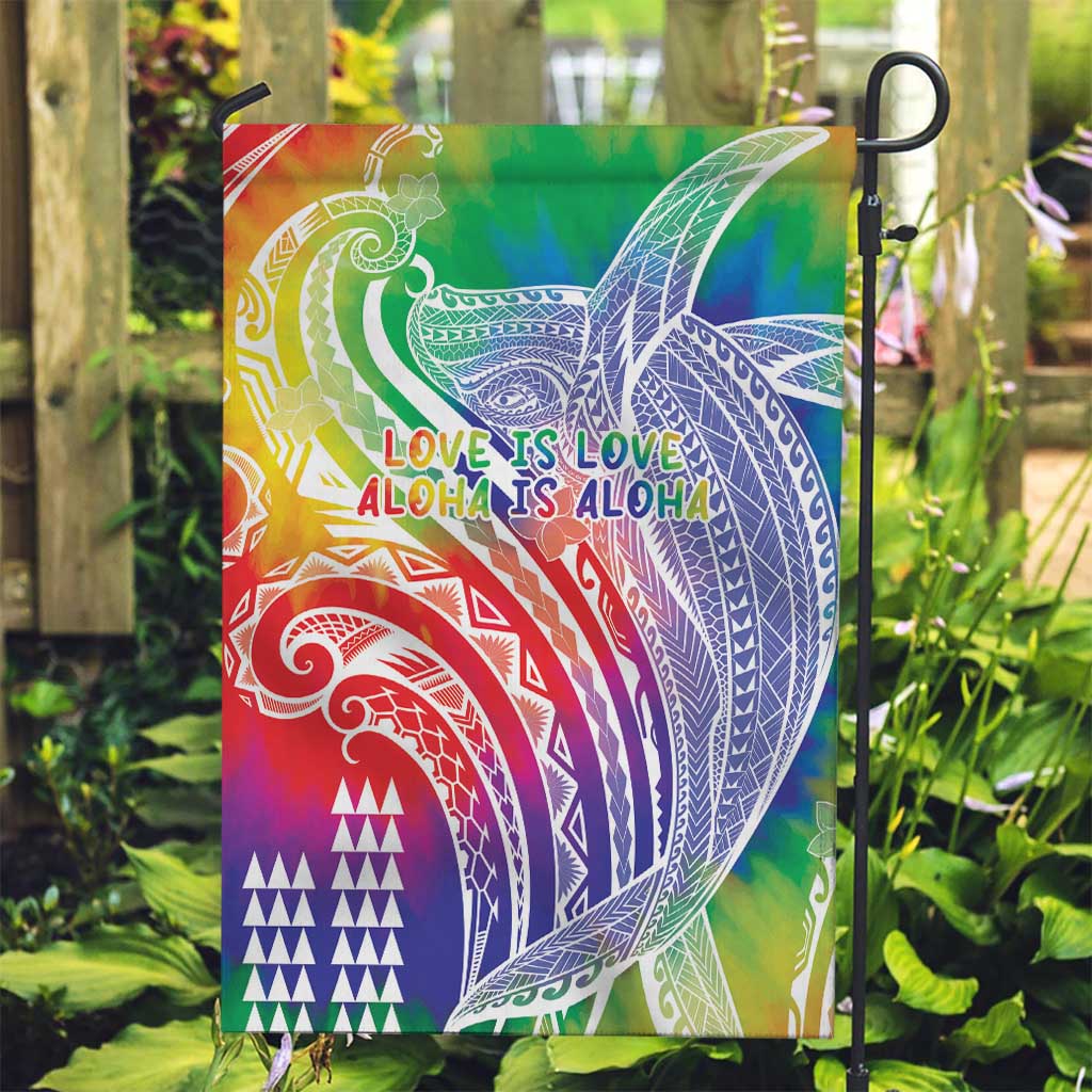 Aloha Pride Rainbow Tie Dye Garden Flag Humpback Whale - Love is Love