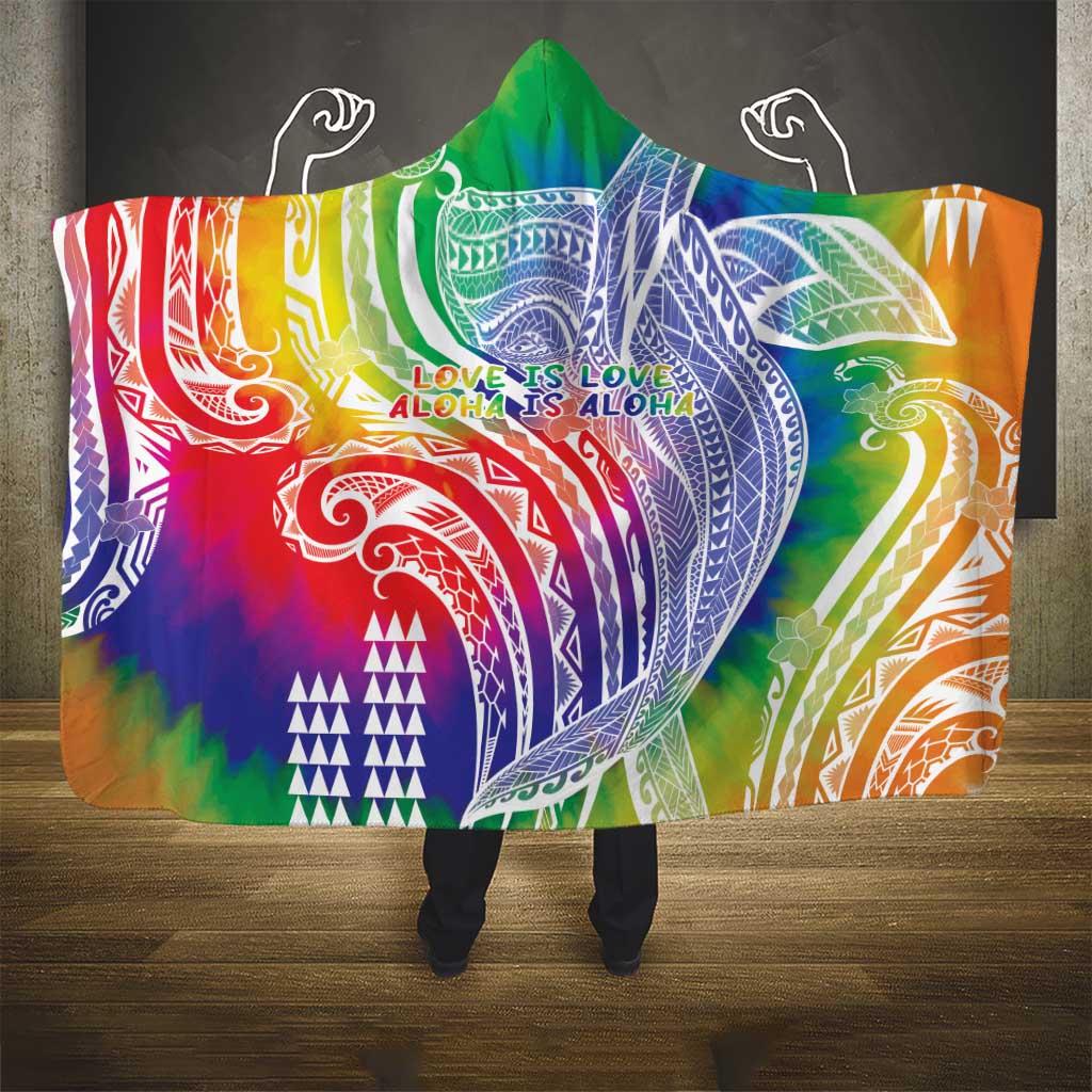 Aloha Pride Rainbow Tie Dye Hooded Blanket Humpback Whale - Love is Love