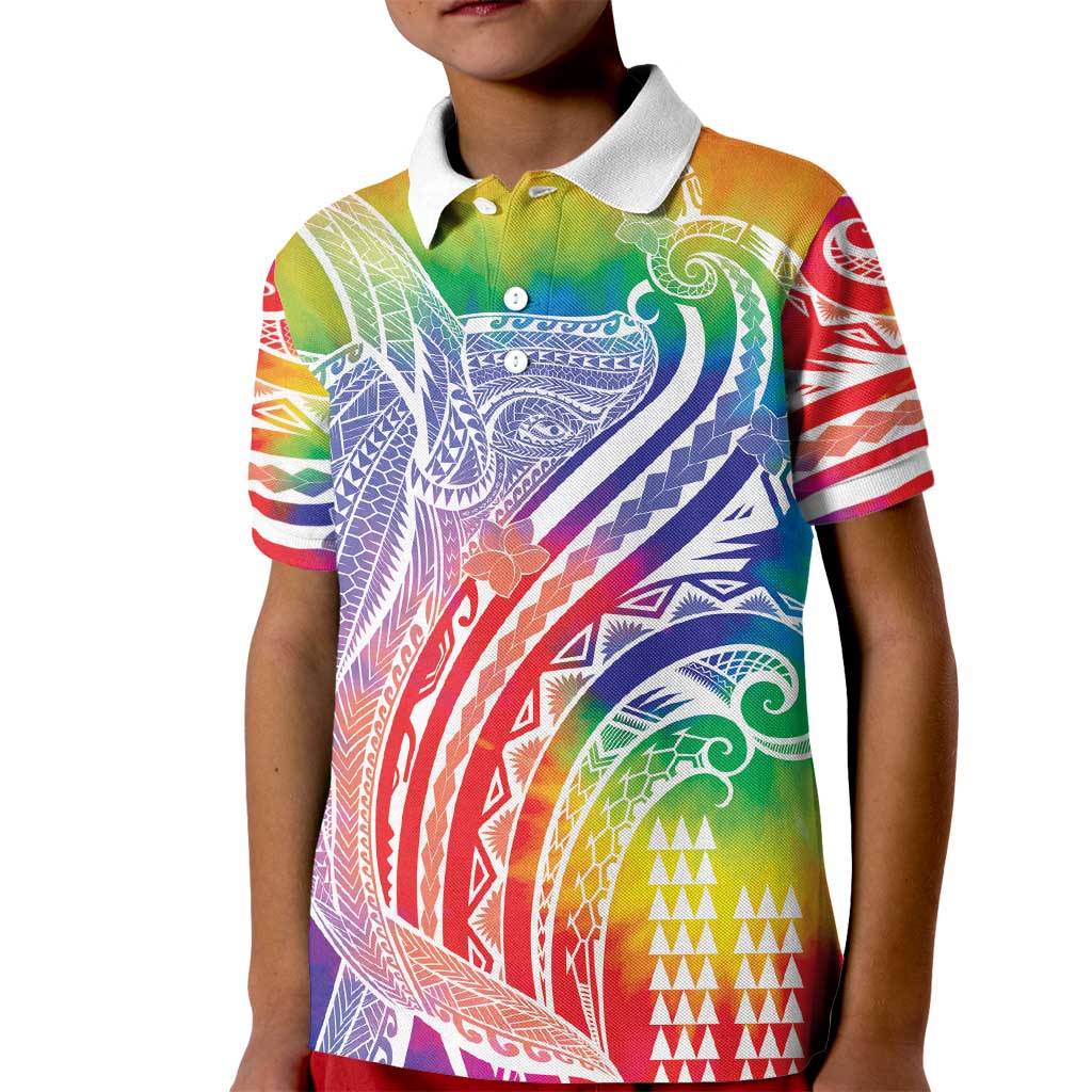 Aloha Pride Rainbow Tie Dye Kid Polo Shirt Humpback Whale - Love is Love LT7 Kid Colorful - Polynesian Pride