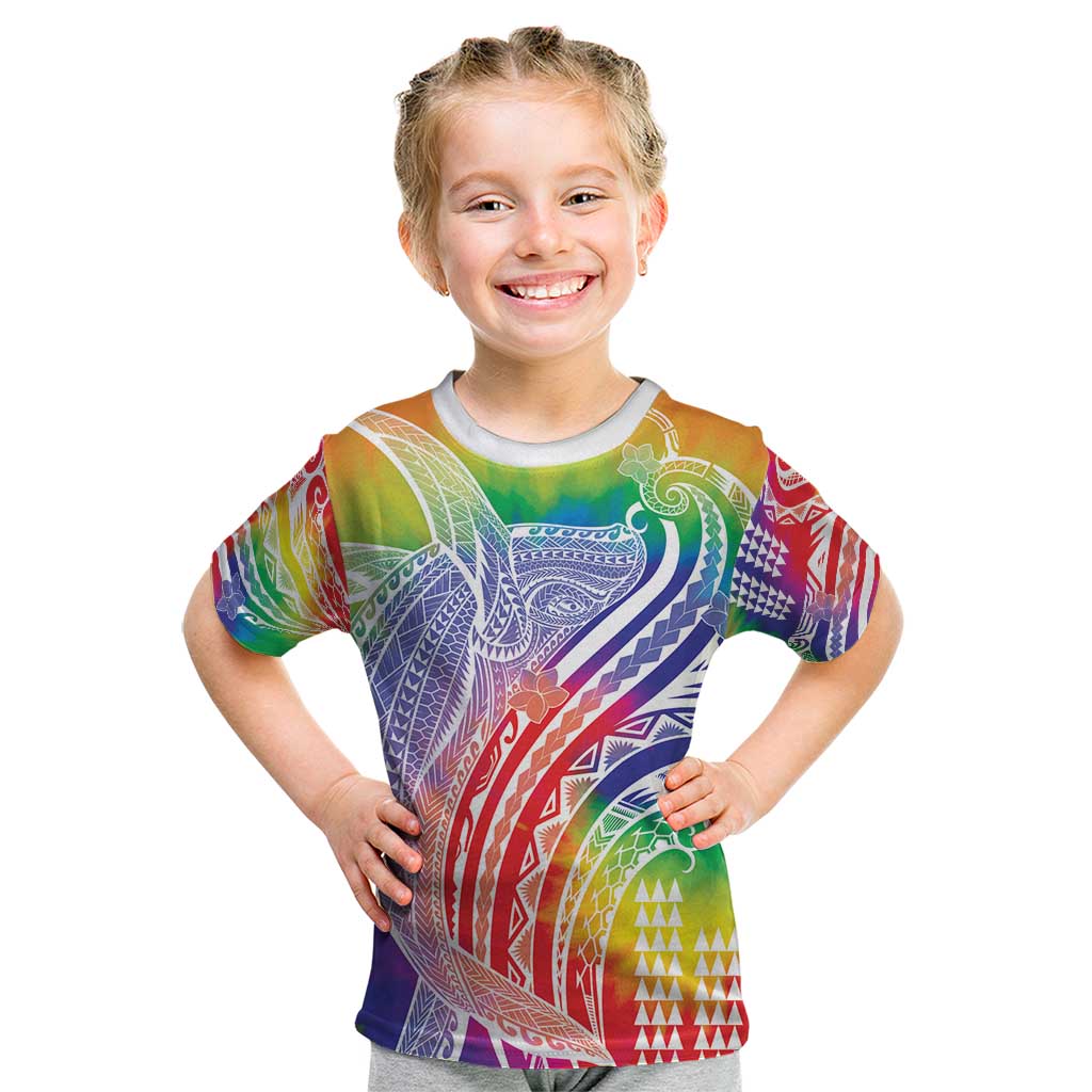 Aloha Pride Rainbow Tie Dye Kid T Shirt Humpback Whale - Love is Love LT7 Colorful - Polynesian Pride