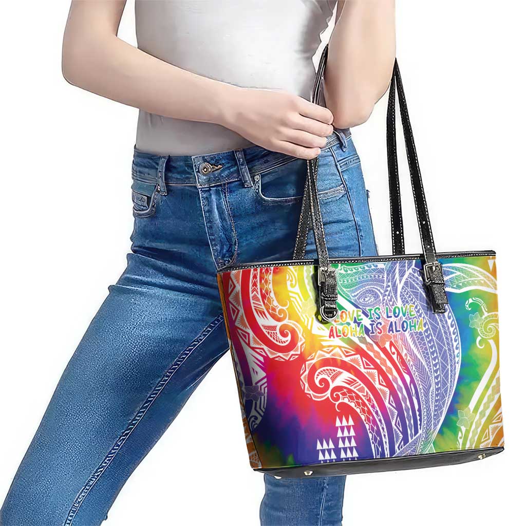 Aloha Pride Rainbow Tie Dye Leather Tote Bag Humpback Whale - Love is Love LT7 - Polynesian Pride