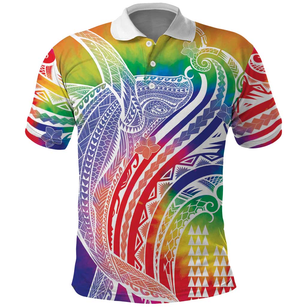 Aloha Pride Rainbow Tie Dye Polo Shirt Humpback Whale - Love is Love