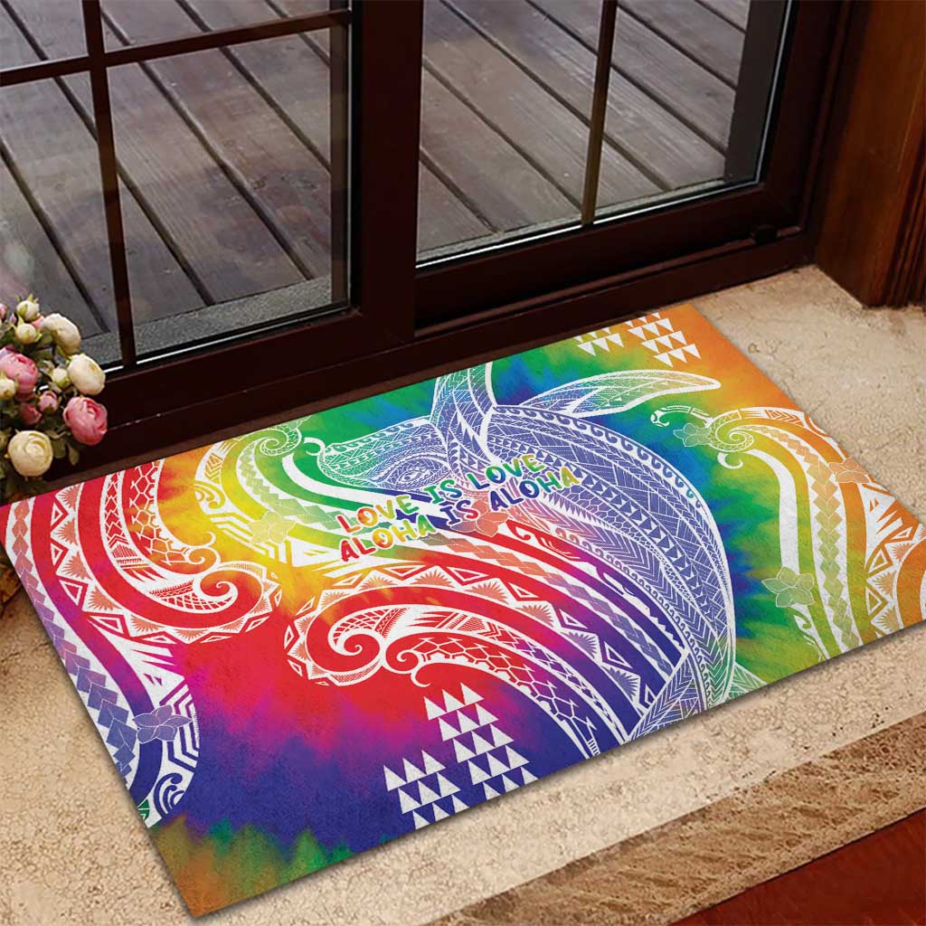 Aloha Pride Rainbow Tie Dye Rubber Doormat Humpback Whale - Love is Love
