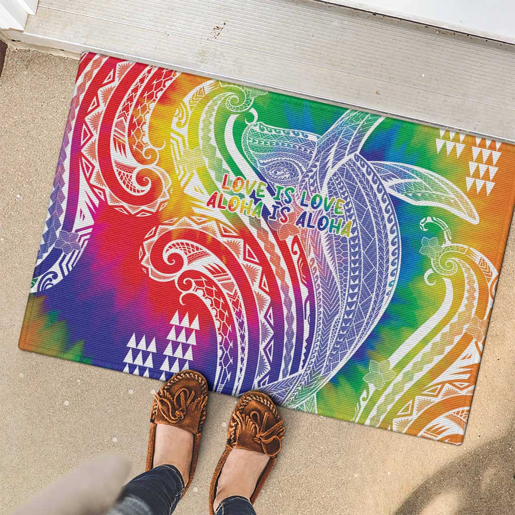 Aloha Pride Rainbow Tie Dye Rubber Doormat Humpback Whale - Love is Love