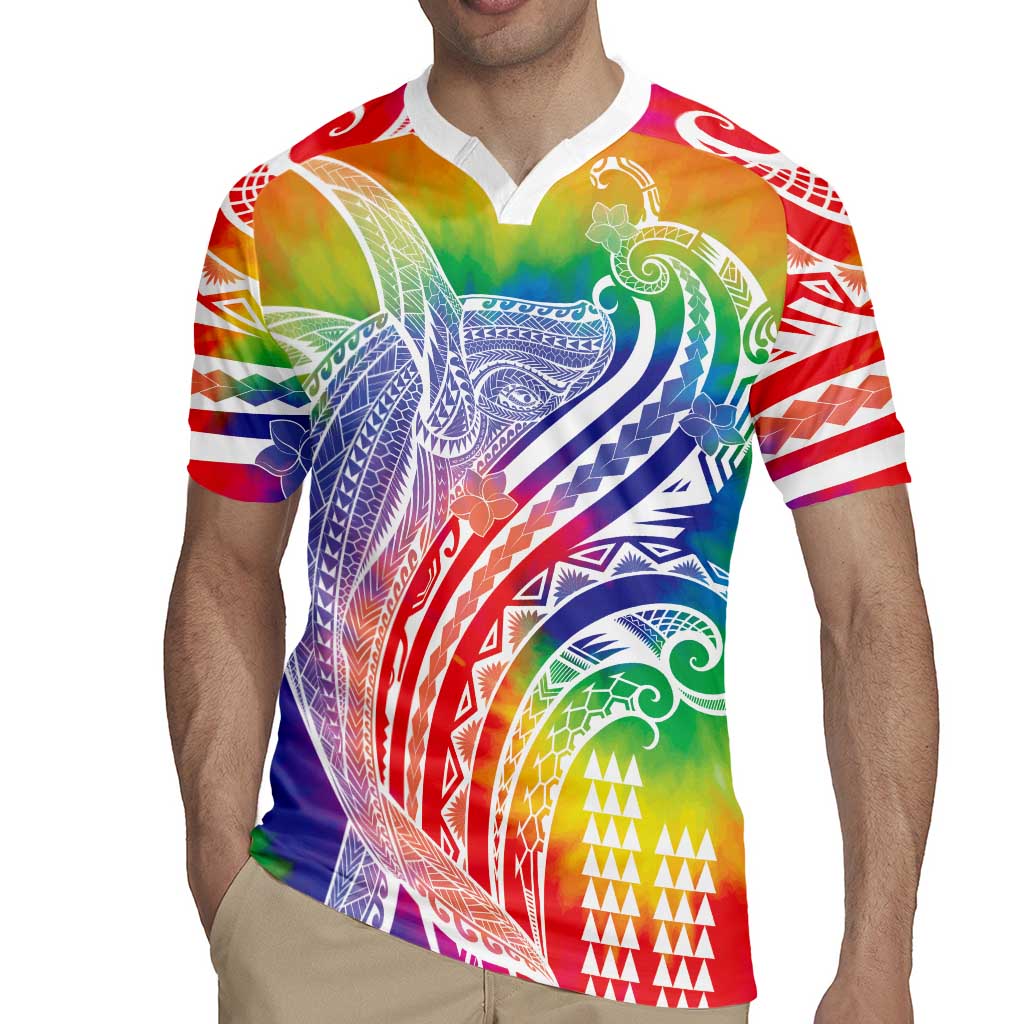 Aloha Pride Rainbow Tie Dye Rugby Jersey Humpback Whale - Love is Love LT7 - Polynesian Pride