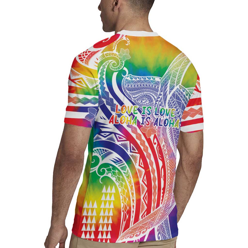 Aloha Pride Rainbow Tie Dye Rugby Jersey Humpback Whale - Love is Love LT7 - Polynesian Pride
