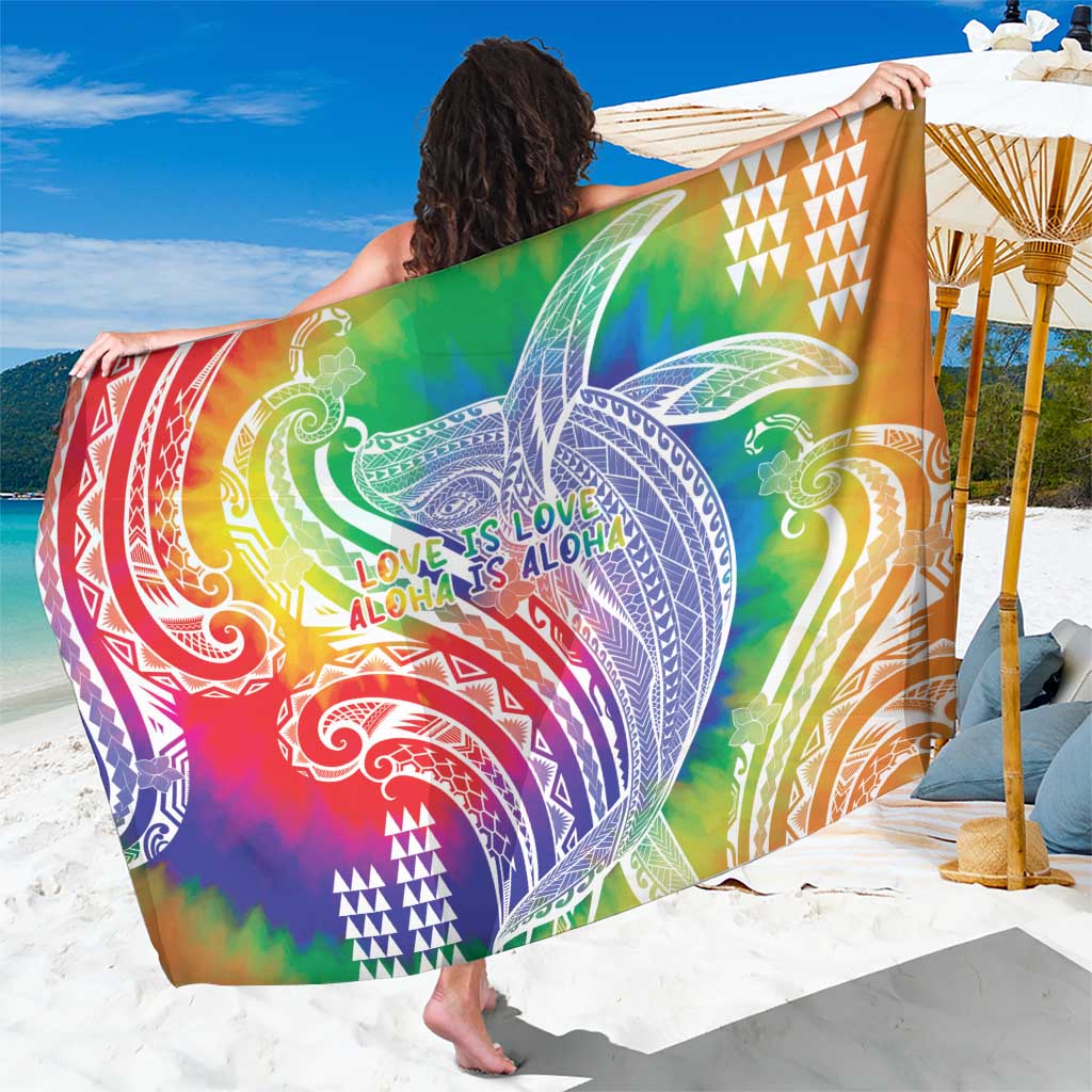 Aloha Pride Rainbow Tie Dye Sarong Humpback Whale - Love is Love LT7 One Size 44 x 66 inches Colorful - Polynesian Pride
