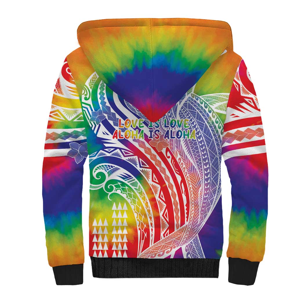 Aloha Pride Rainbow Tie Dye Sherpa Hoodie Humpback Whale - Love is Love