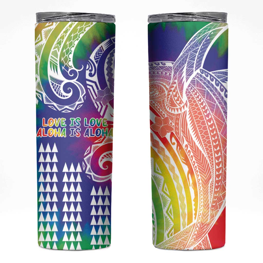 Aloha Pride Rainbow Tie Dye Skinny Tumbler Humpback Whale - Love is Love LT7 Colorful - Polynesian Pride