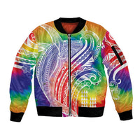 Aloha Pride Rainbow Tie Dye Sleeve Zip Bomber Jacket Humpback Whale - Love is Love LT7 Unisex Colorful - Polynesian Pride