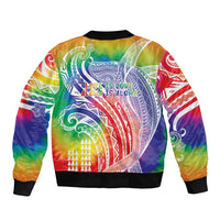 Aloha Pride Rainbow Tie Dye Sleeve Zip Bomber Jacket Humpback Whale - Love is Love LT7 - Polynesian Pride