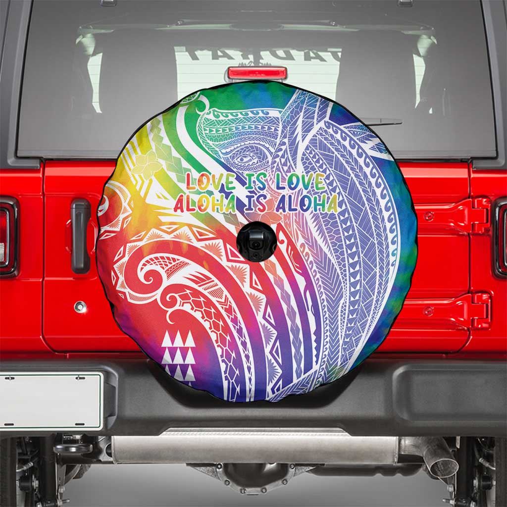 Aloha Pride Rainbow Tie Dye Spare Tire Cover Humpback Whale - Love is Love