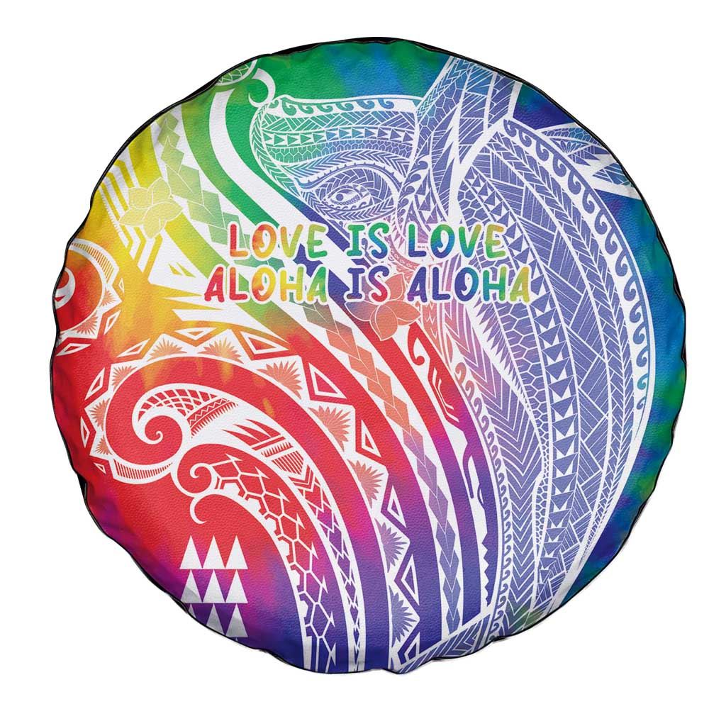 Aloha Pride Rainbow Tie Dye Spare Tire Cover Humpback Whale - Love is Love