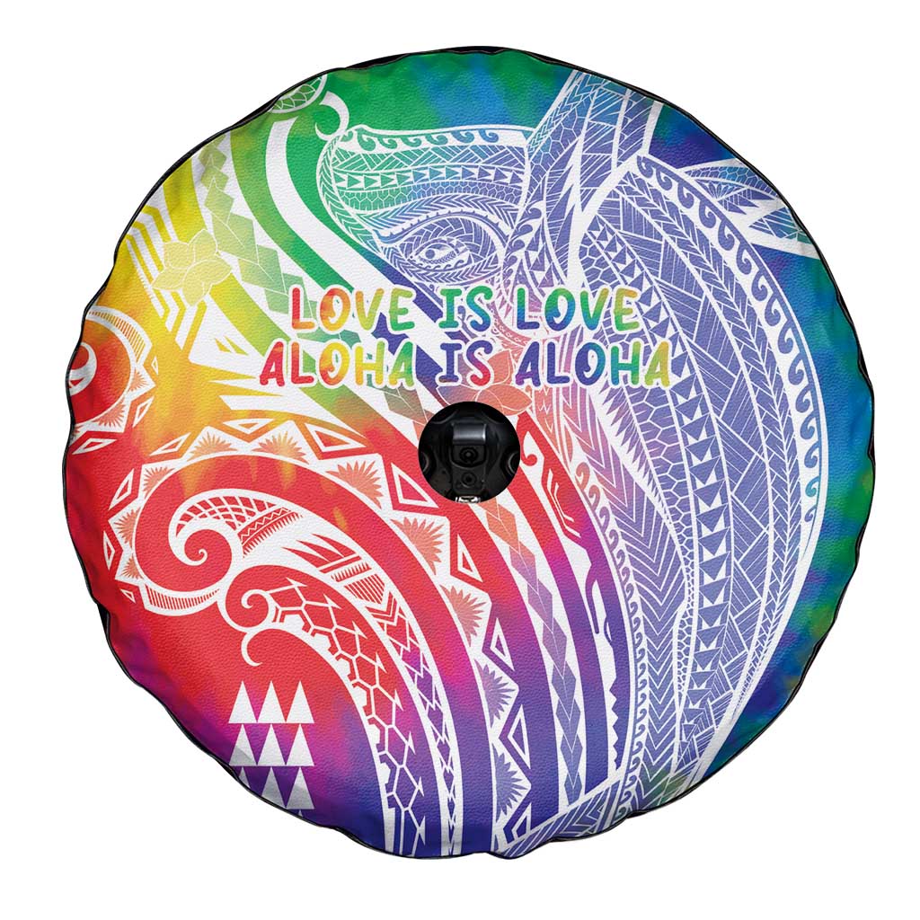 Aloha Pride Rainbow Tie Dye Spare Tire Cover Humpback Whale - Love is Love