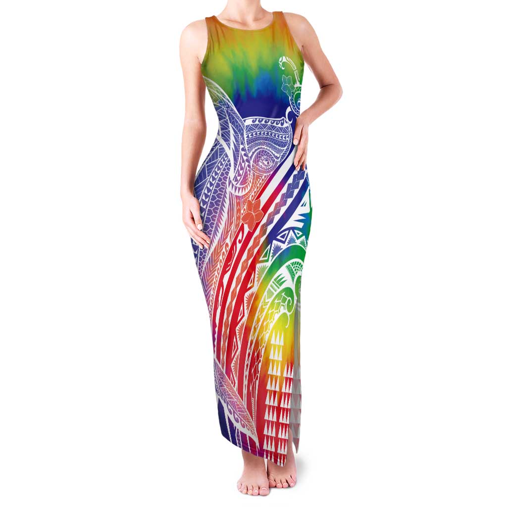 Aloha Pride Rainbow Tie Dye Tank Maxi Dress Humpback Whale - Love is Love