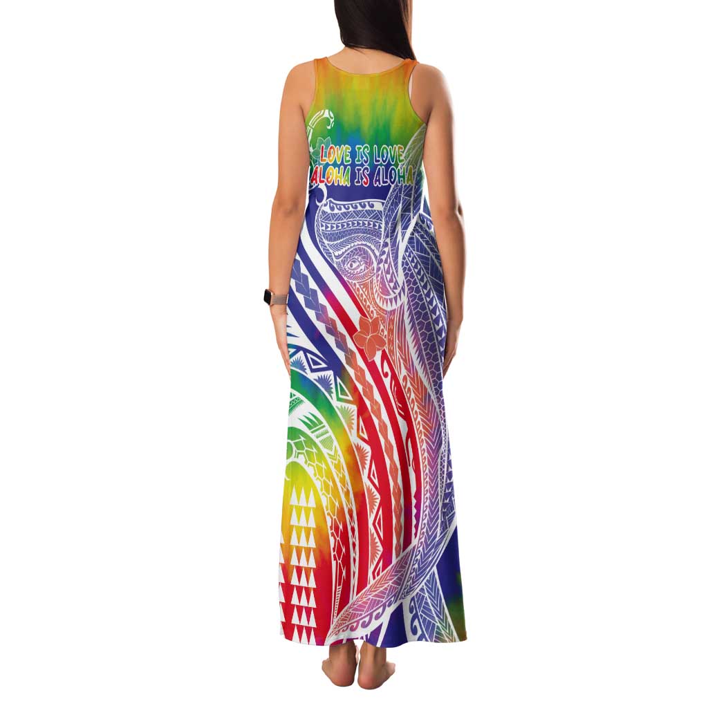 Aloha Pride Rainbow Tie Dye Tank Maxi Dress Humpback Whale - Love is Love