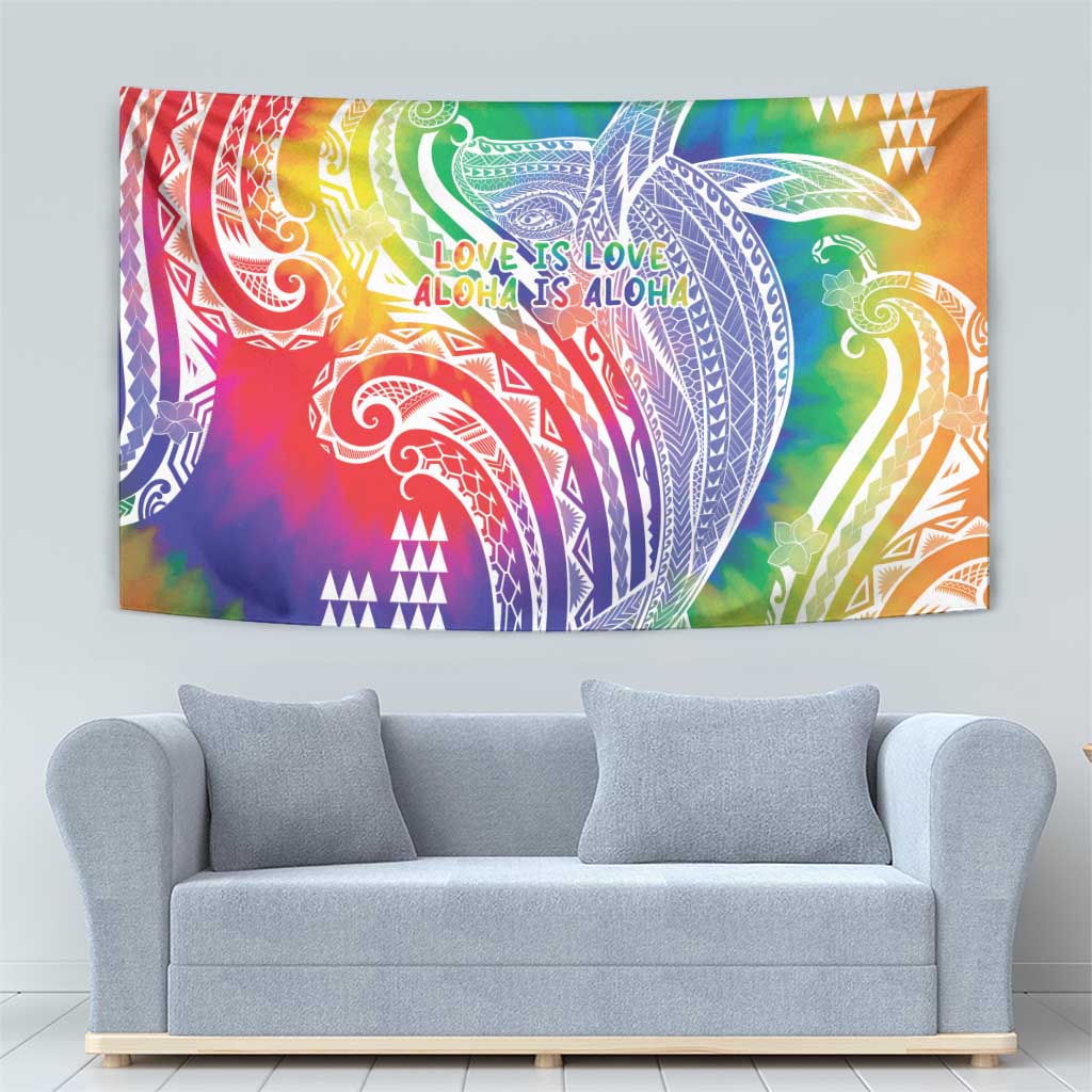 Aloha Pride Rainbow Tie Dye Tapestry Humpback Whale - Love is Love