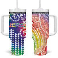 Aloha Pride Rainbow Tie Dye Tumbler With Handle Humpback Whale - Love is Love LT7 One Size: 40 oz Colorful - Polynesian Pride