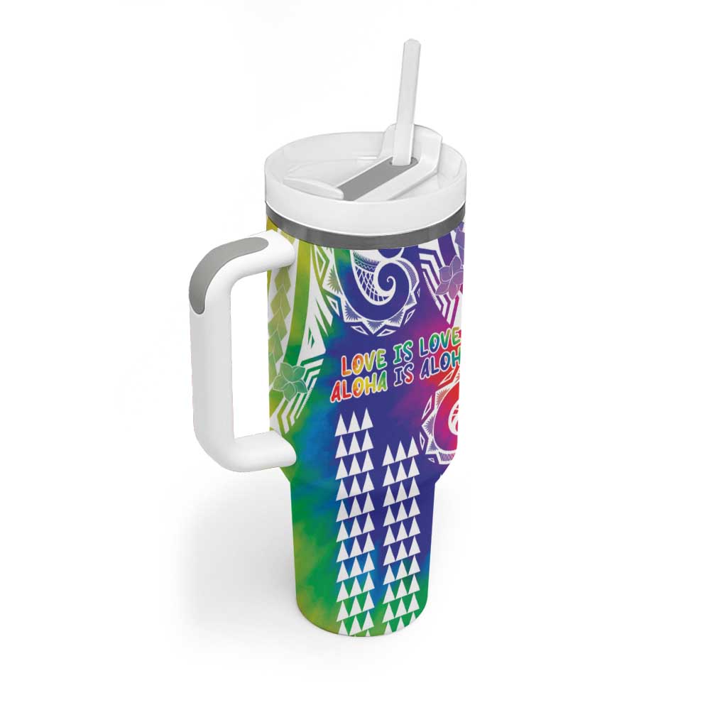 Aloha Pride Rainbow Tie Dye Tumbler With Handle Humpback Whale - Love is Love LT7 - Polynesian Pride