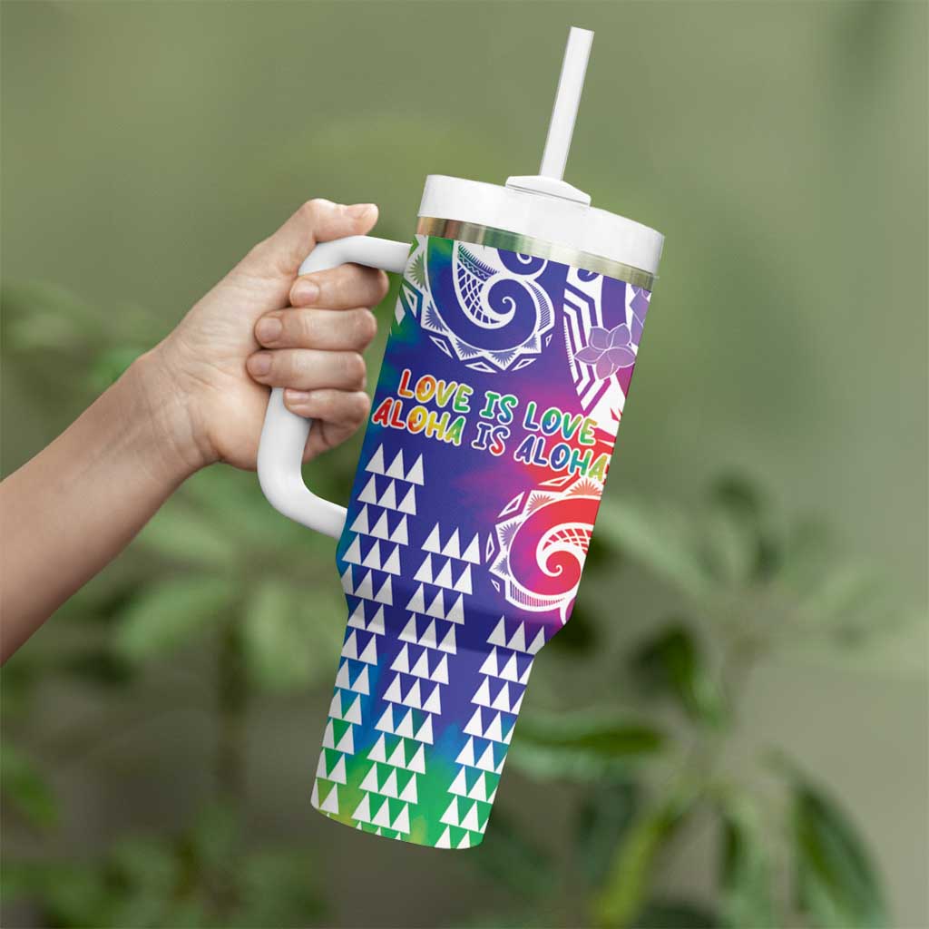 Aloha Pride Rainbow Tie Dye Tumbler With Handle Humpback Whale - Love is Love LT7 - Polynesian Pride