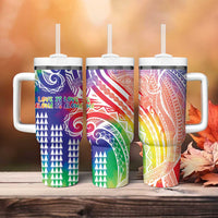 Aloha Pride Rainbow Tie Dye Tumbler With Handle Humpback Whale - Love is Love LT7 - Polynesian Pride